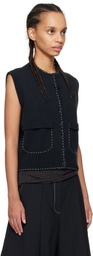 Cordera Navy Merino Wool Stitched Vest