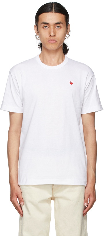 Photo: COMME des GARÇONS PLAY White & Red Little Heart Patch T-Shirt