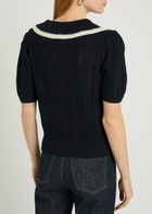 Rixo Pippa Bow-appliquéd Cotton top Navy