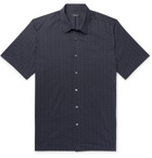 Theory - Irving Printed Cotton-Poplin Shirt - Midnight blue