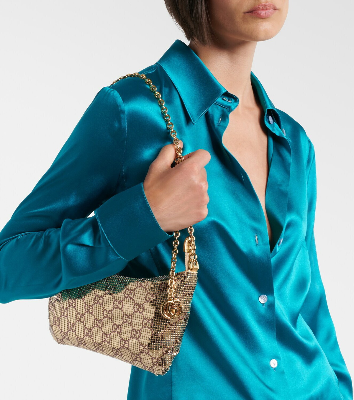 Gucci GG Mini metallic mesh shoulder bag