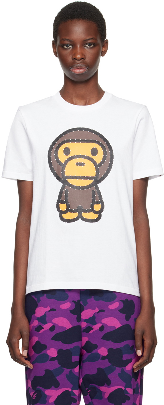 BAPE White Crystal Big Baby Milo T-Shirt A Bathing Ape