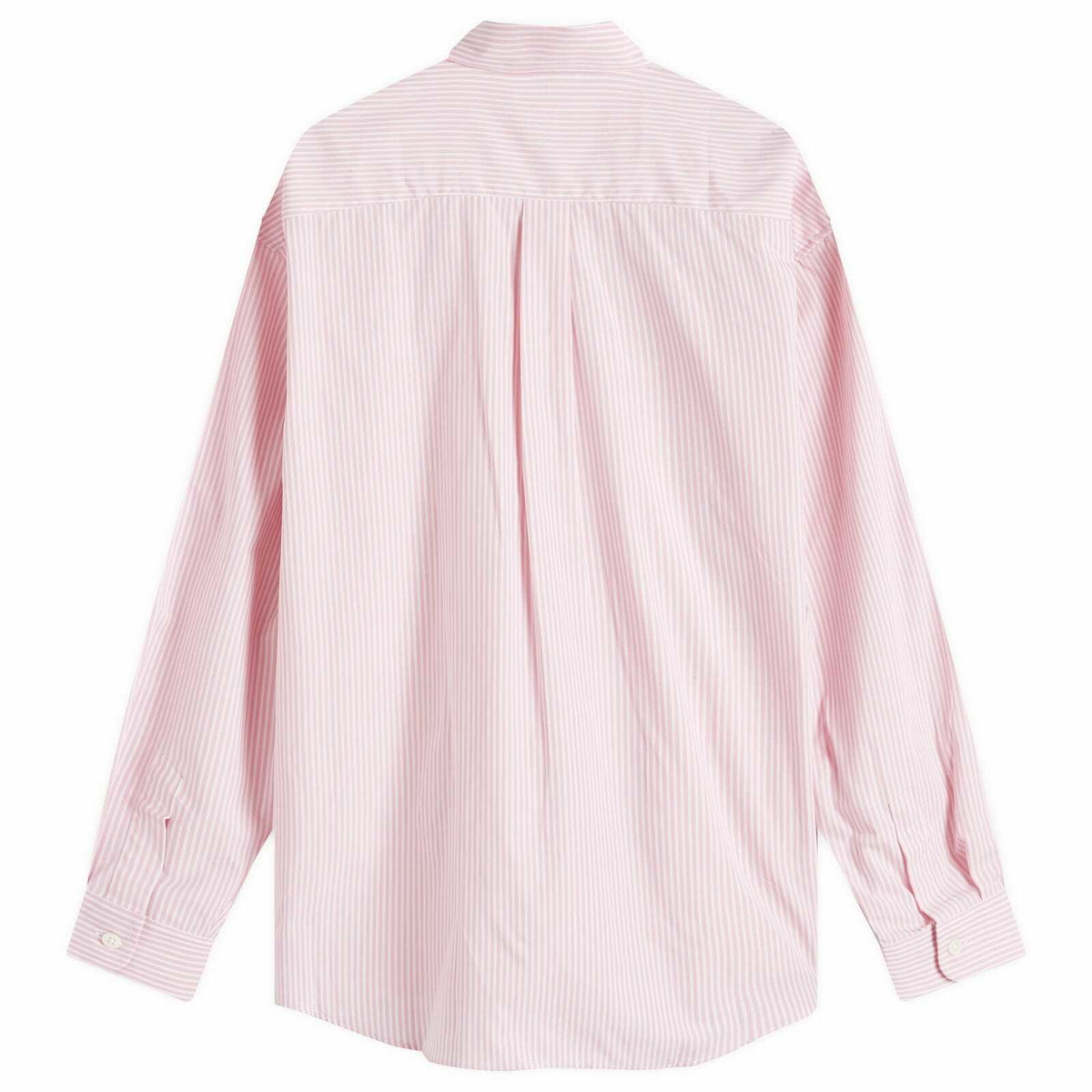 Sporty & Rich Hotel du Cap Cursive Oversized Shirt in Pink/White Thin Stripe White