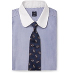 Beams F - Blue Cleric Slim-Fit Penny-Collar Striped Cotton Oxford Shirt - Men - Blue