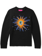 The Elder Statesman - LAND Gallery World is Safe Intarsia Cashmere Sweater - Black