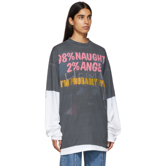 Vetements Blue 98% Naughty 2% Angel Demnas Favorite Long Sleeve T-Shirt