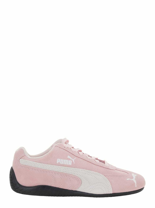 Photo: Puma speedcat Pink Sneakers With Logo Print On The Side And Logo Lettering On The Side In Suede Unisex