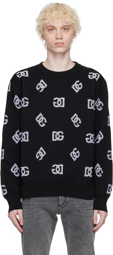 Photo: Dolce & Gabbana Black Jacquard Sweater