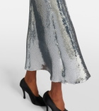 David Koma Gathered sequined midi dress