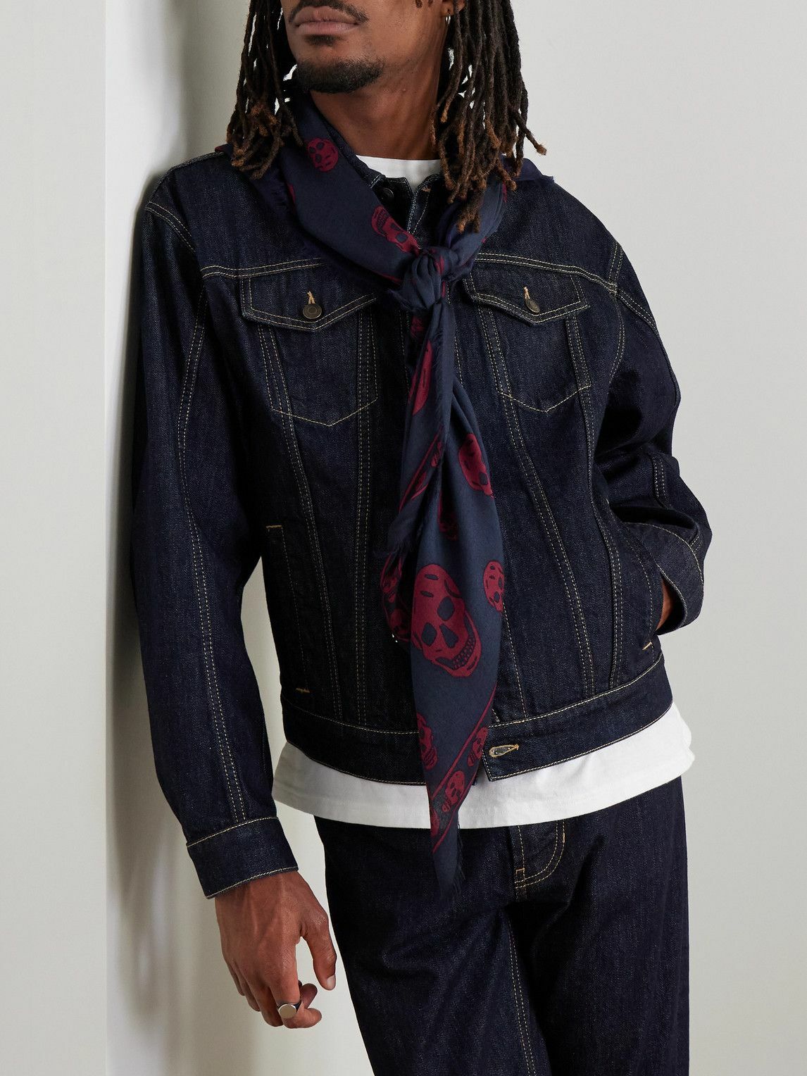 Alexander McQueen - Fringed Printed Modal and Silk-Blend Scarf