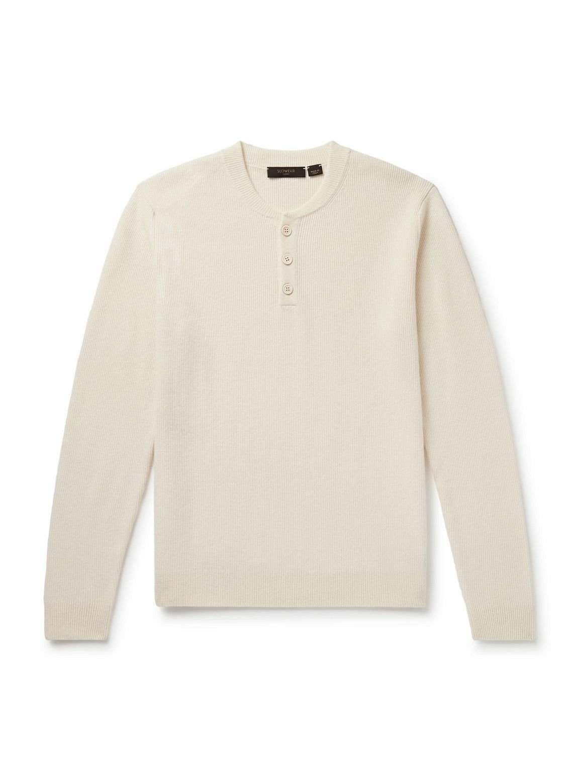 Incotex - Zanone Slim-Fit Ribbed Virgin Wool Henley T-Shirt - White
