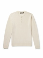 Incotex - Zanone Slim-Fit Ribbed Virgin Wool Henley T-Shirt - White