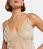 Fendi Sheer ruffled silk chiffon top