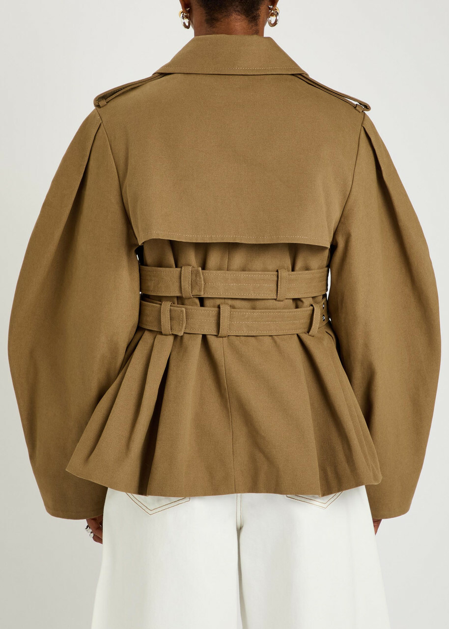 Ganni Belted Canvas Trench Jacket Light Brown