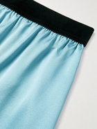 TOM FORD - Velvet-Trimmed Stretch-Silk Satin Boxer Briefs - Blue