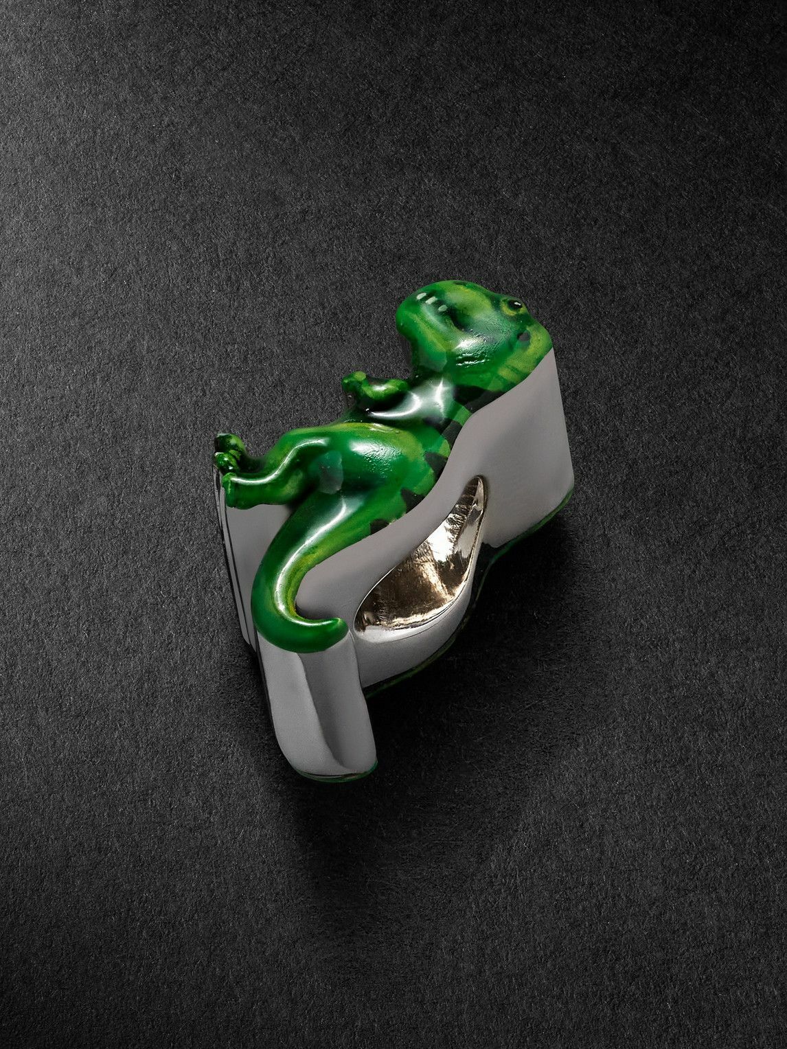 Greg Yuna - T-Rex 14-Karat White Gold and Enamel Pendant