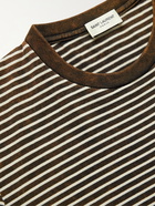 SAINT LAURENT - Striped Cotton-Jersey T-Shirt - Brown - S