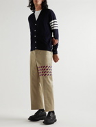 Thom Browne - Straight-Leg Striped Satin-Trimmed Cotton-Twill Trousers - Neutrals