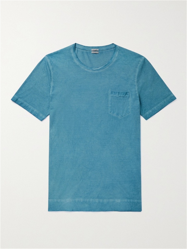 Photo: MASSIMO ALBA - Panarea Watercolour-Dyed Cotton-Jersey T-Shirt - Blue