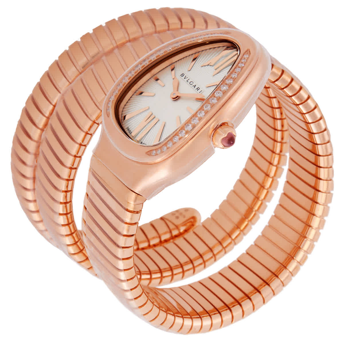Bvlgari Serpenti Tubogas Quartz Diamond Silver Dial Ladies Watch 103002