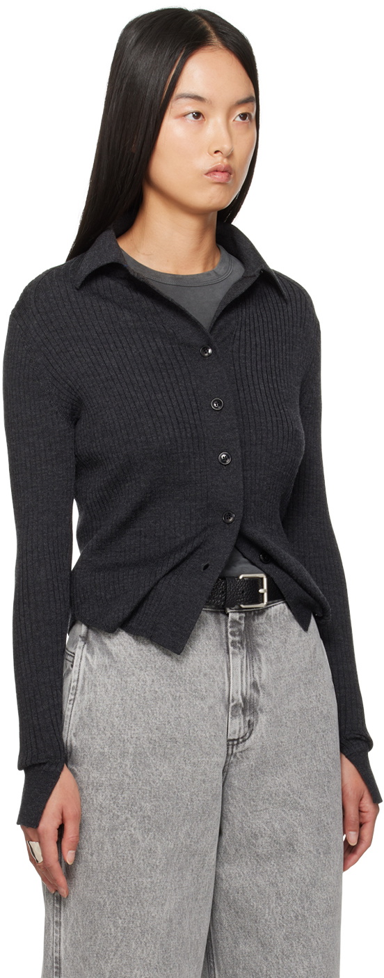 mfpen Gray Knitted Collar Cardigan