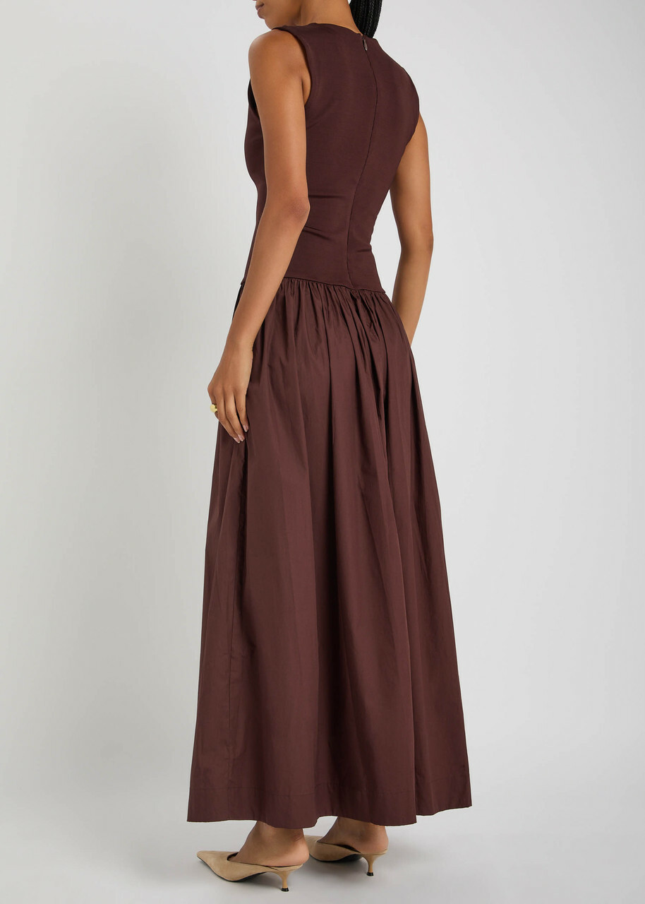 Esse Studios Cotton and Jersey Midi Dress Brown
