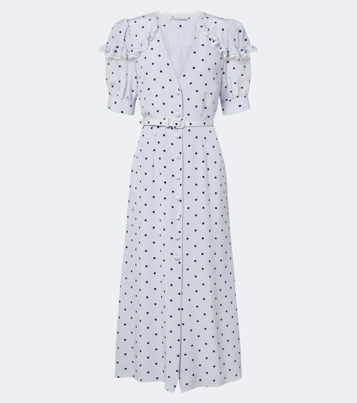 Alessandra Rich Belted polka-dot silk midi dress