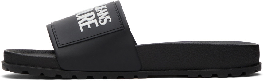 サンダル VERSACE JEANS SANDAL WITH LOGO Logo Slides Black,Print | VERSACE US