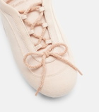 Simone Rocha Cutout suede-trimmed satin sneakers