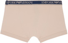 Emporio Armani Three-Pack Navy & Beige Boxers