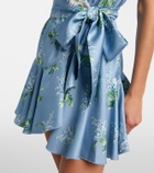 Rodarte Floral lace-trimmed silk twill minidress