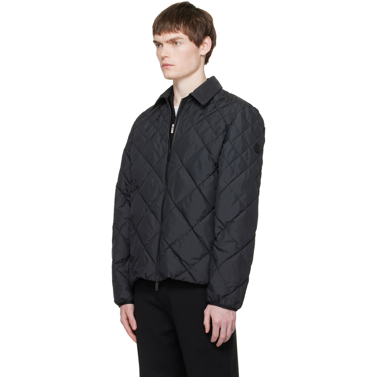 Moncler Black Atria Diamond-Quilted Shirt Down Jacket