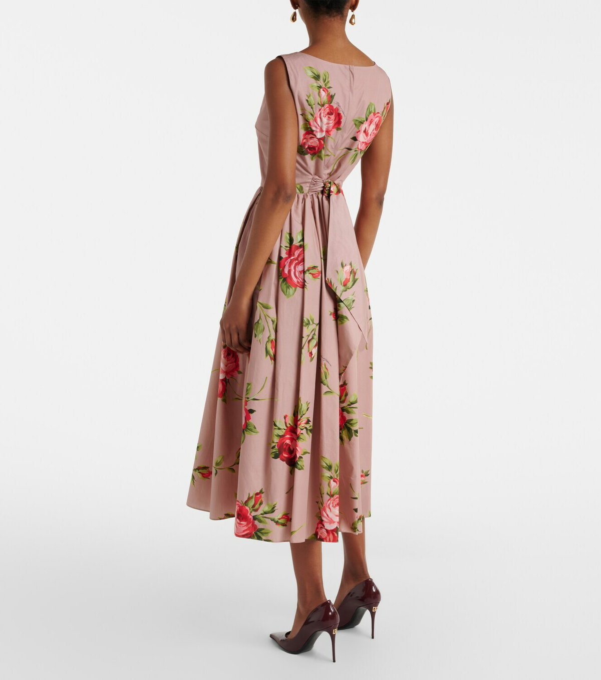 Dolce&Gabbana Floral belted cotton midi dress