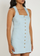 Faithfull The Brand Jaques Linen Mini Dress Blue