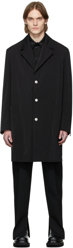 Photo: Bottega Veneta Black Washed Stretch Nylon Coat