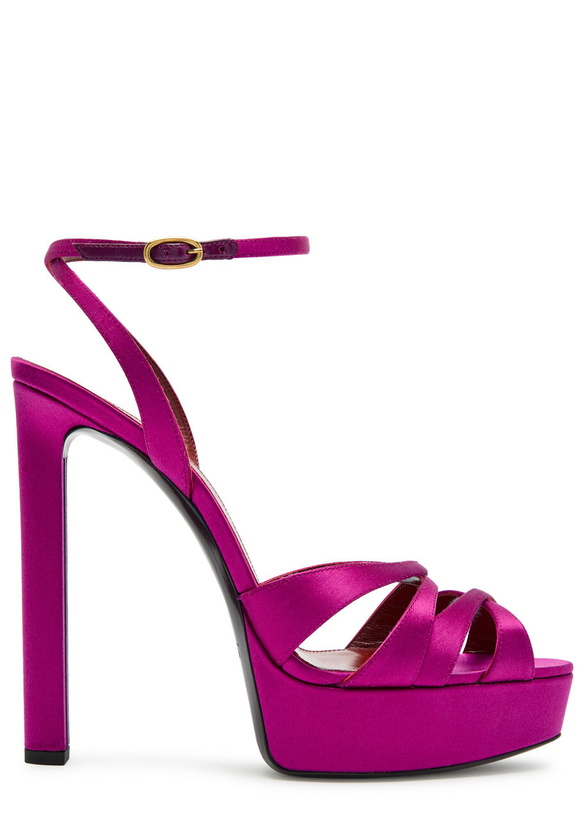 Photo: Saint Laurent Chandelle 110 Satin Sandals Pink