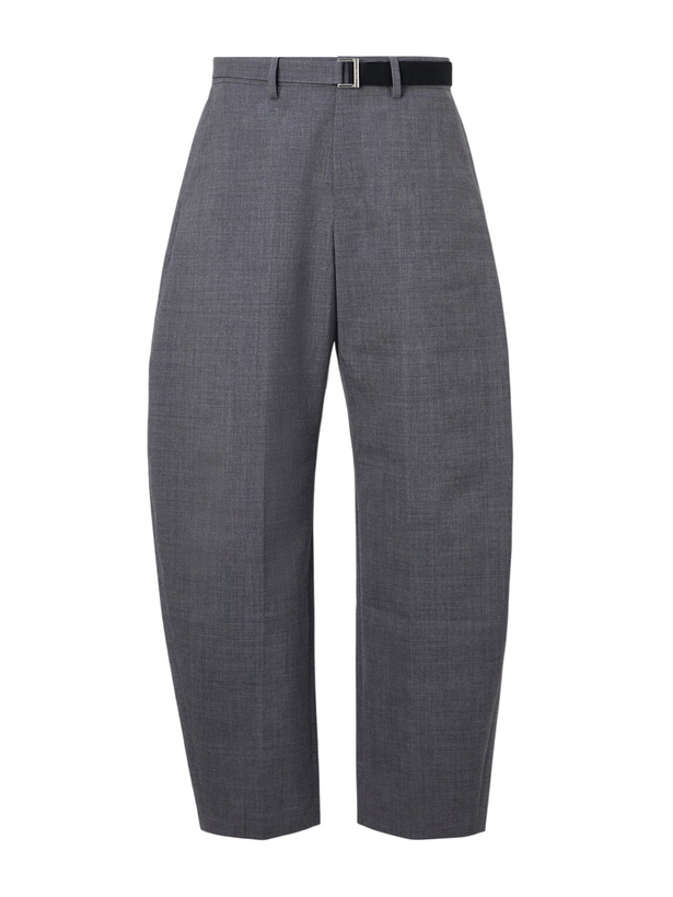Photo: Sacai - Barrel-Leg Belted Woven Trousers - Gray