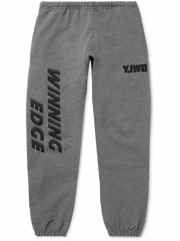 Photo: Y,IWO - Winning Edge Logo-Print Cotton-Jersey Sweatpants - Gray