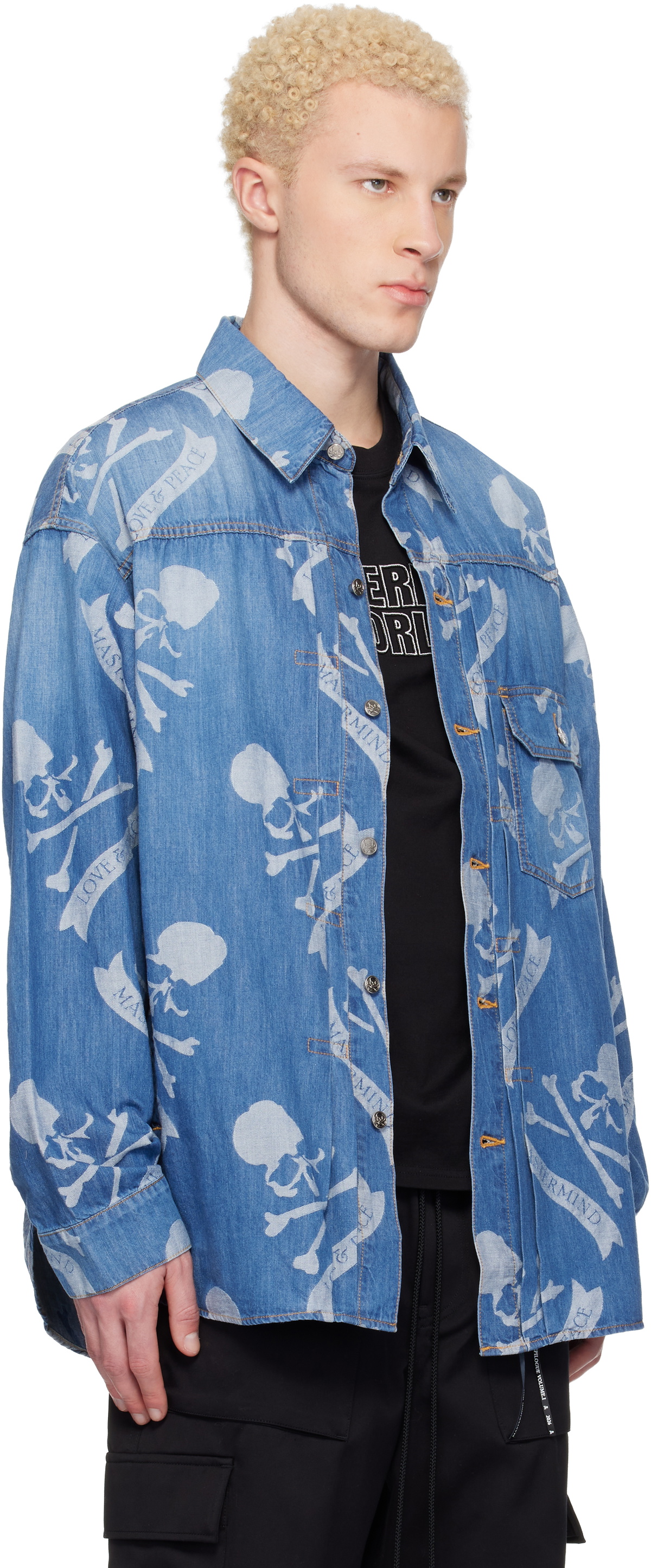 MASTERMIND WORLD Blue MW Long Sleeve Denim Shirt