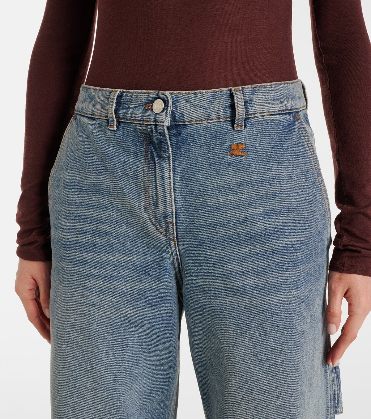 Courrèges Logo wide-leg jeans
