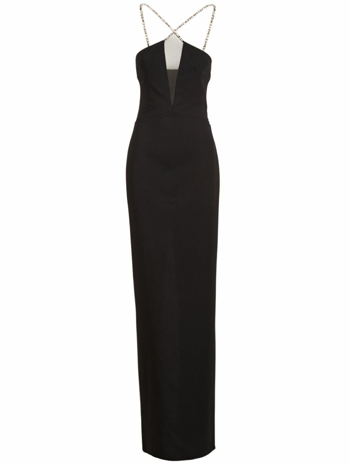 AZZARO Stretch Viscose Crepe Halter Neck Dress