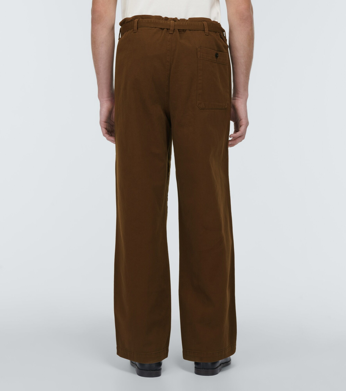 Twisted belted cotton pants in green - Lemaire