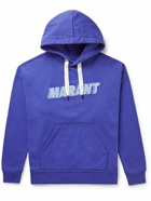 Isabel Marant - Flash Logo-Print Cotton-Blend Jersey Hoodie - Blue