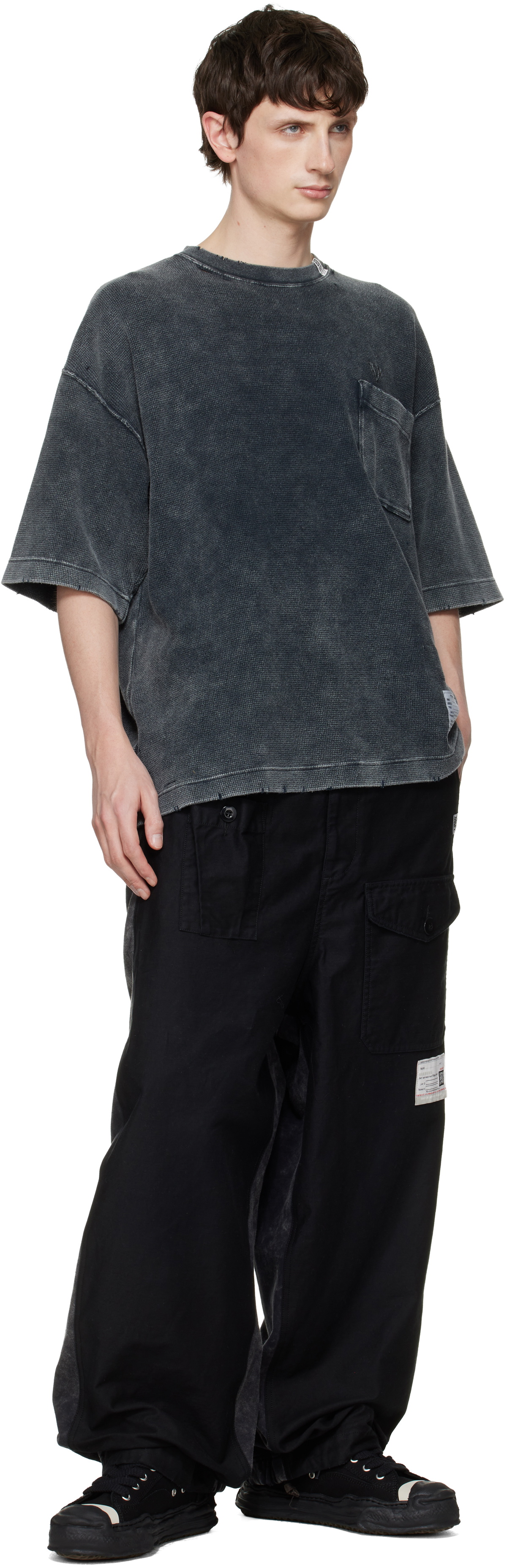 Maison MIHARA YASUHIRO Black 'Hank' OG Sole Canvas Low-Top Sneakers