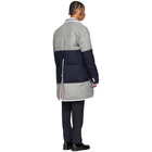 Thom Browne Grey and Navy Down Sack Fit Overcoat