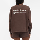 New Balance Women's Linear Heritage Brushed Back Fleece Crewneck in Black Coffee