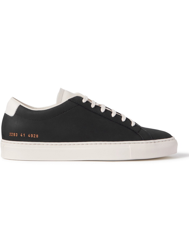 Photo: COMMON PROJECTS - Original Achilles Leather-Trimmed Nubuck Sneakers - Blue