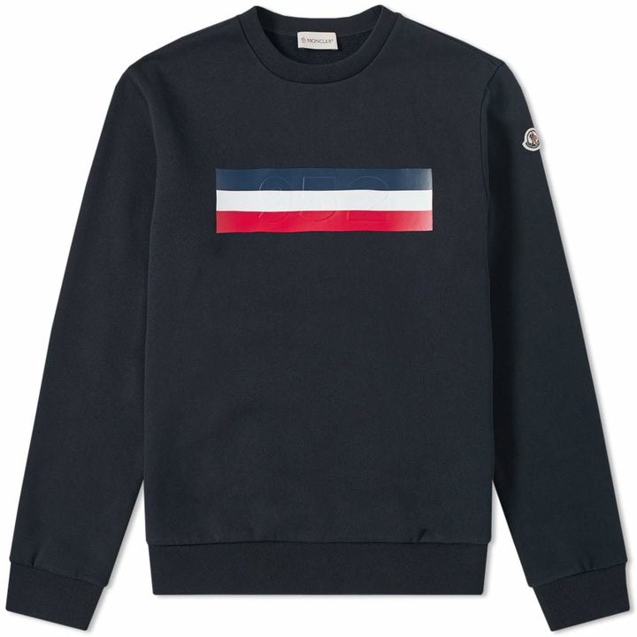 Photo: Moncler Maglia Tricolour Box Logo Crew Sweat Blue