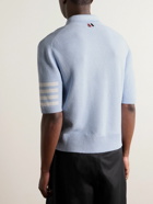 Thom Browne - Intarsia-Knit Striped Textured Linen and Cotton-Blend Polo Shirt - Blue