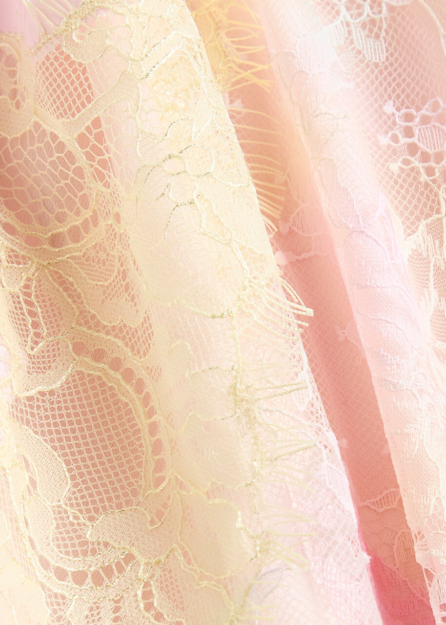 Loveshackfancy Bancila Lace Patchwork Chiffon Maxi Dress Pink